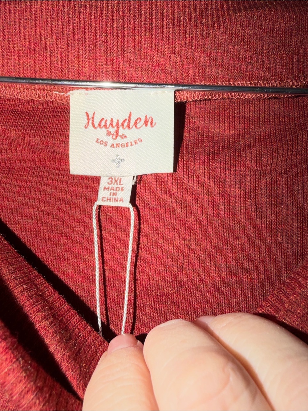 Hayden 3x BNWT Brick Red Orangy Knit Pullover with wide neck and shoulder zipper - Picture 6 of 8